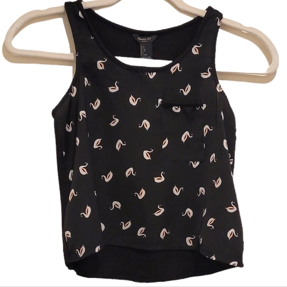 Forever 21 Other - 2/$18 Forever 21 Girls Swan Tank Top Black Pink Gray Racerback Tee Shirt S
